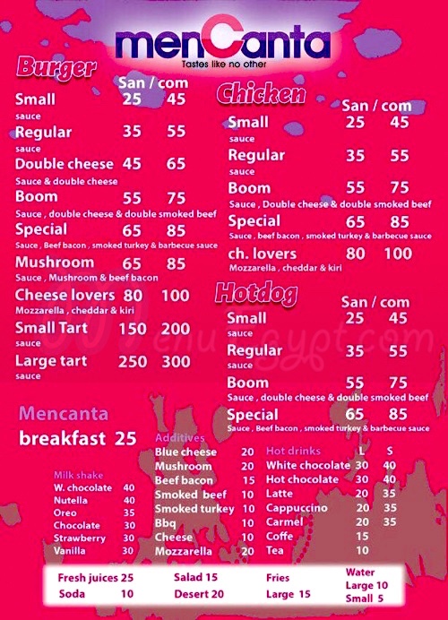 Mencanta menu